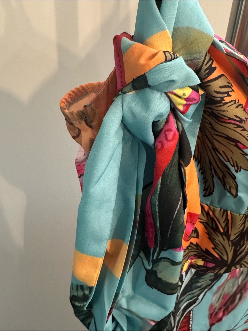 Tropical Floral Maxi Dress in Aqua, Orange & Pink - Picture 2 of 2
